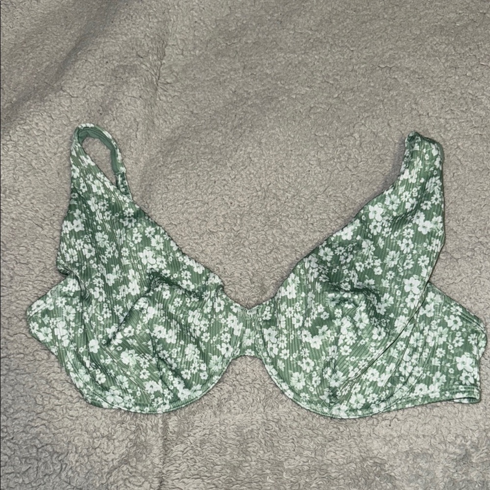 Hollister Green Floral Bikini Top